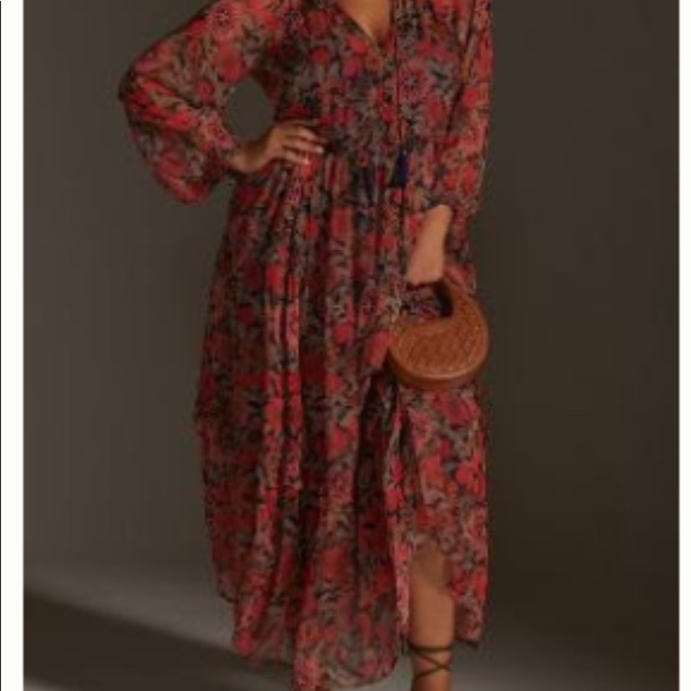 Anthropologie MARAIS PRINTED CHIFFON MAXI DRESS